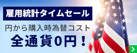 雇用統計タイムセール 円から購入時為替コスト全通貨0円！
