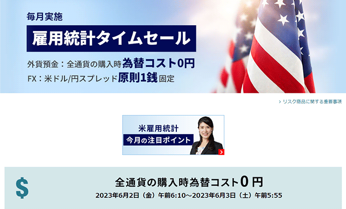 サンプル画像　ソニー銀行雇用統計のページ